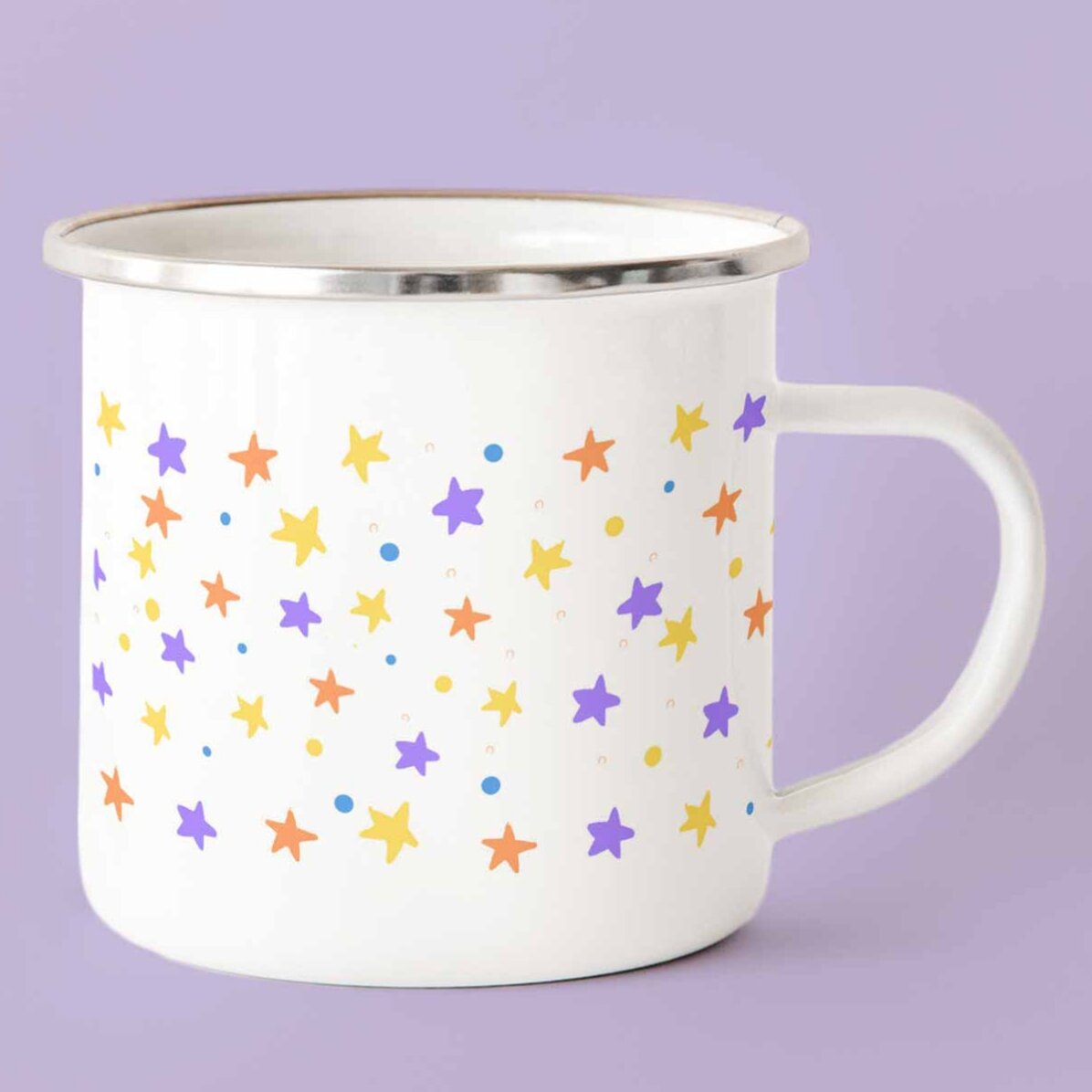 Tazza in metallo smaltato con scritta - Rainbow