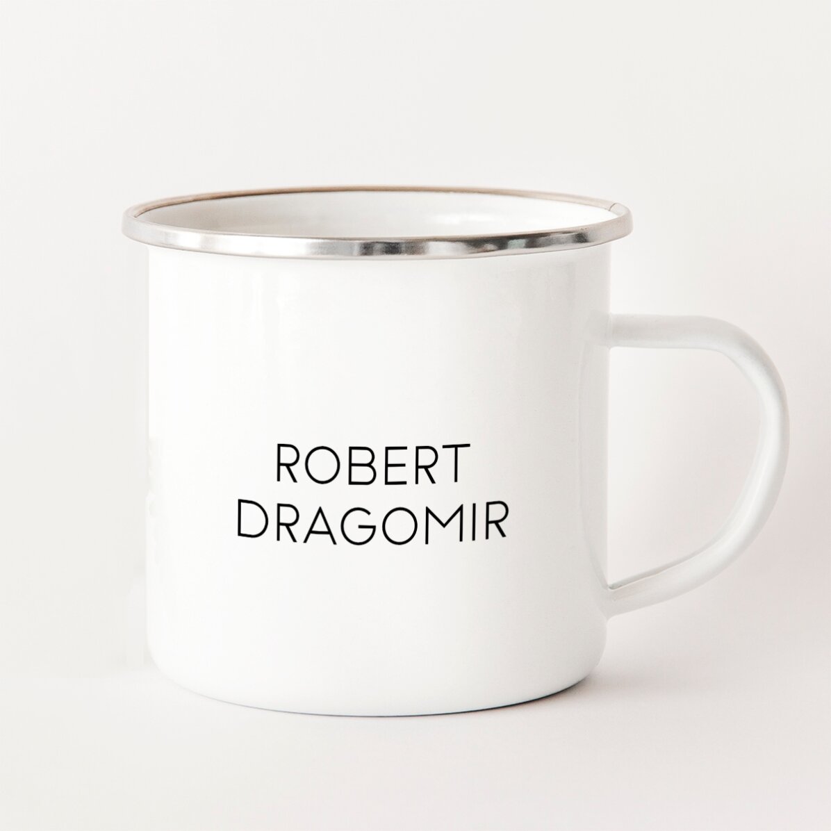 Tazza in metallo smaltato personalizzata con logo e nome