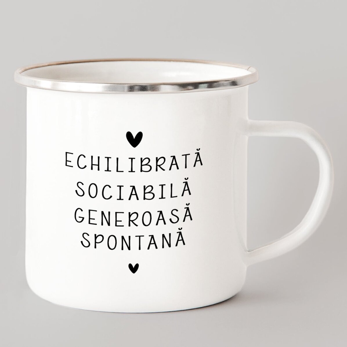 Tazza in metallo smaltato personalizzata con messaggio - Segno zodiacale Bilancia