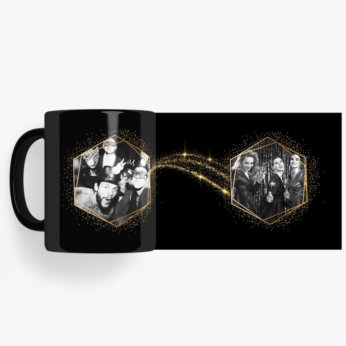 Tazza nera personalizzata con 2 foto