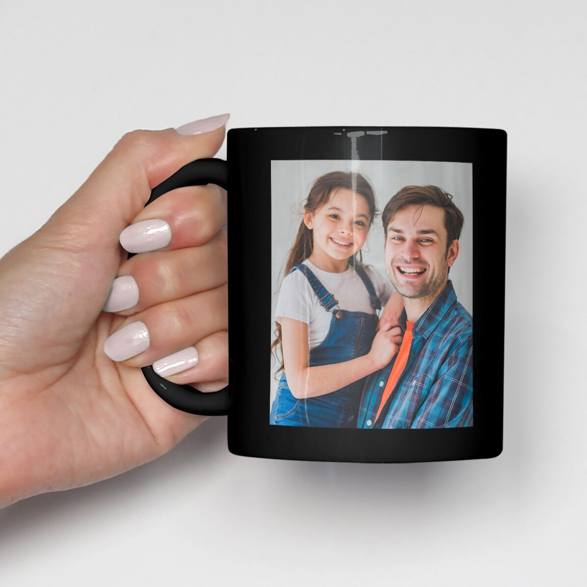 Tazza nera personalizzata con due foto