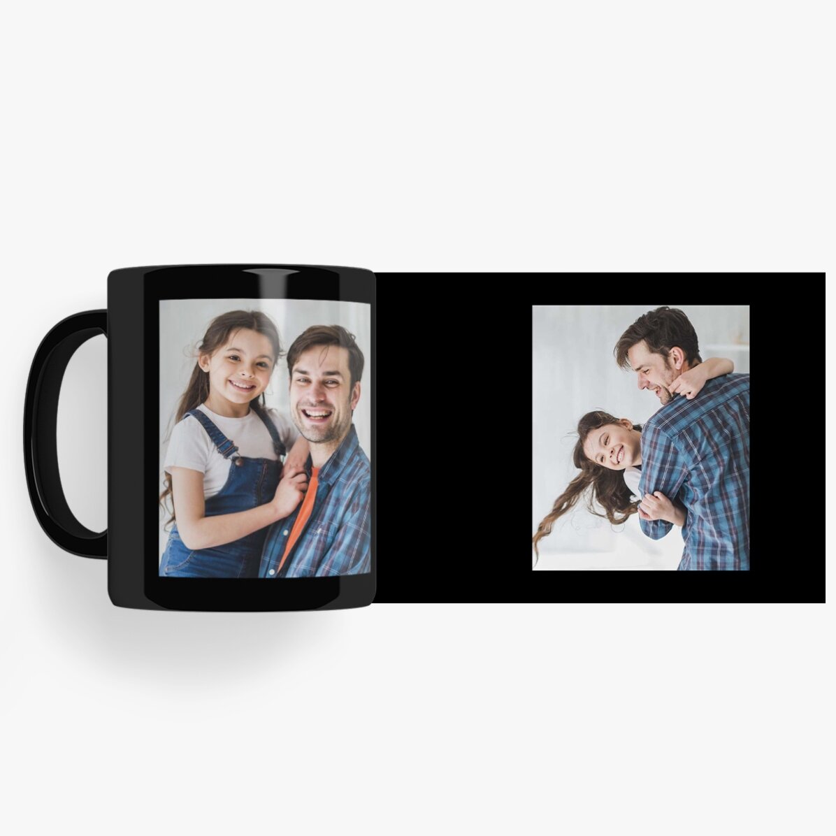 Tazza nera personalizzata con due foto
