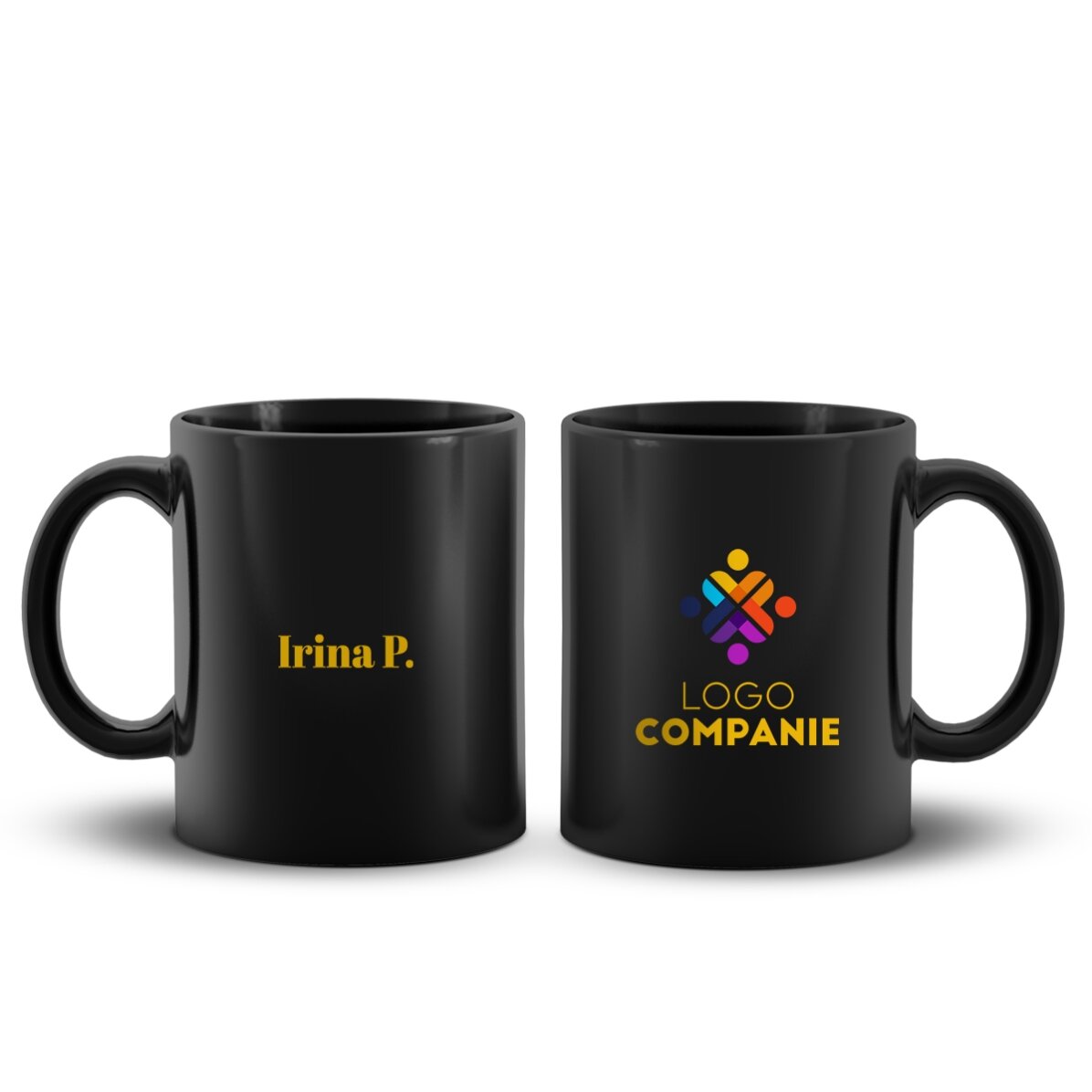 Tazza nera personalizzata con logo e nome