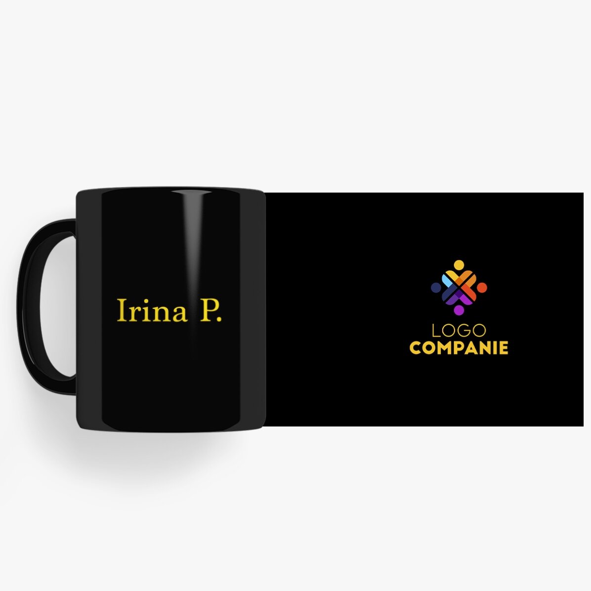 Tazza nera personalizzata con logo e nome