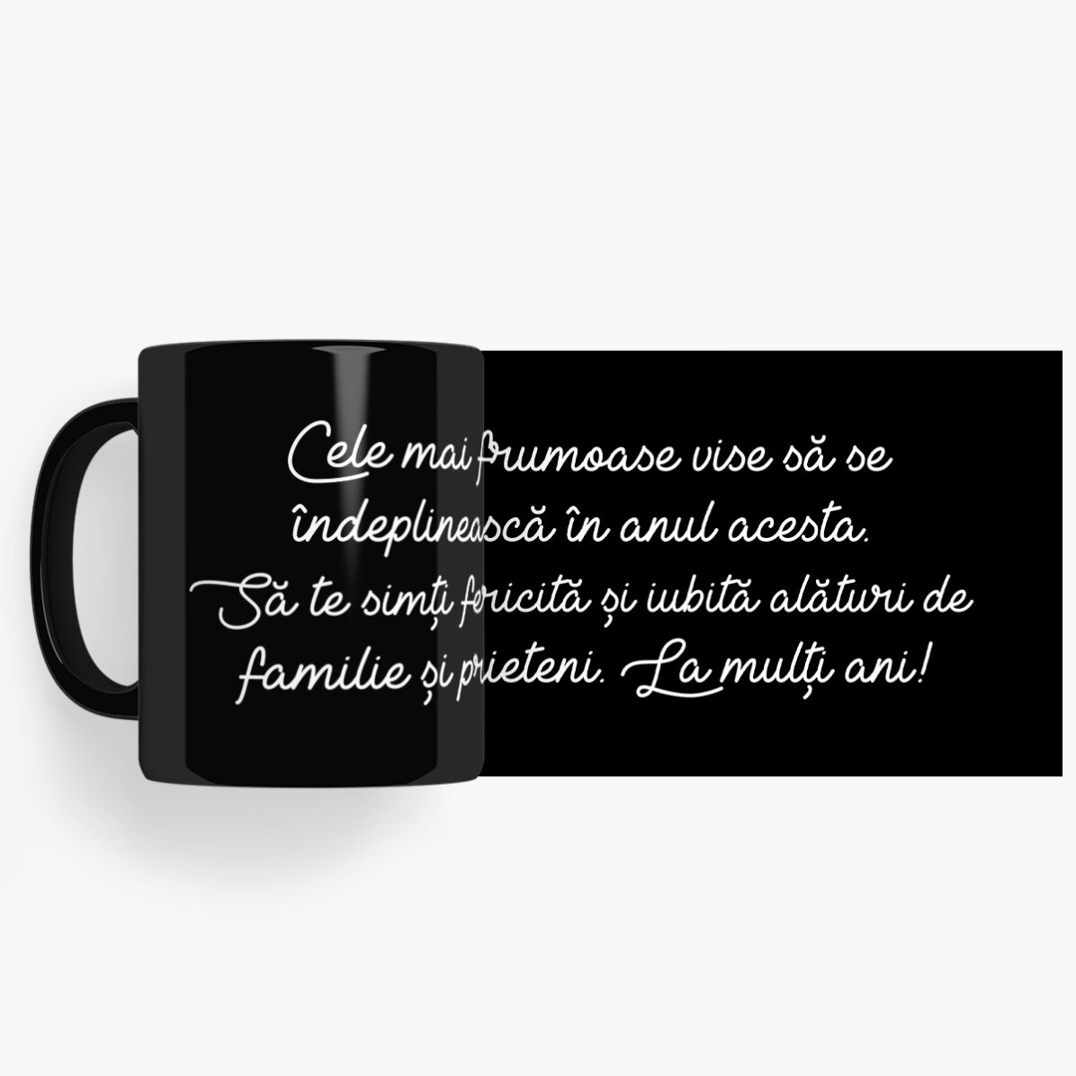 Tazza nera personalizzata con messaggio