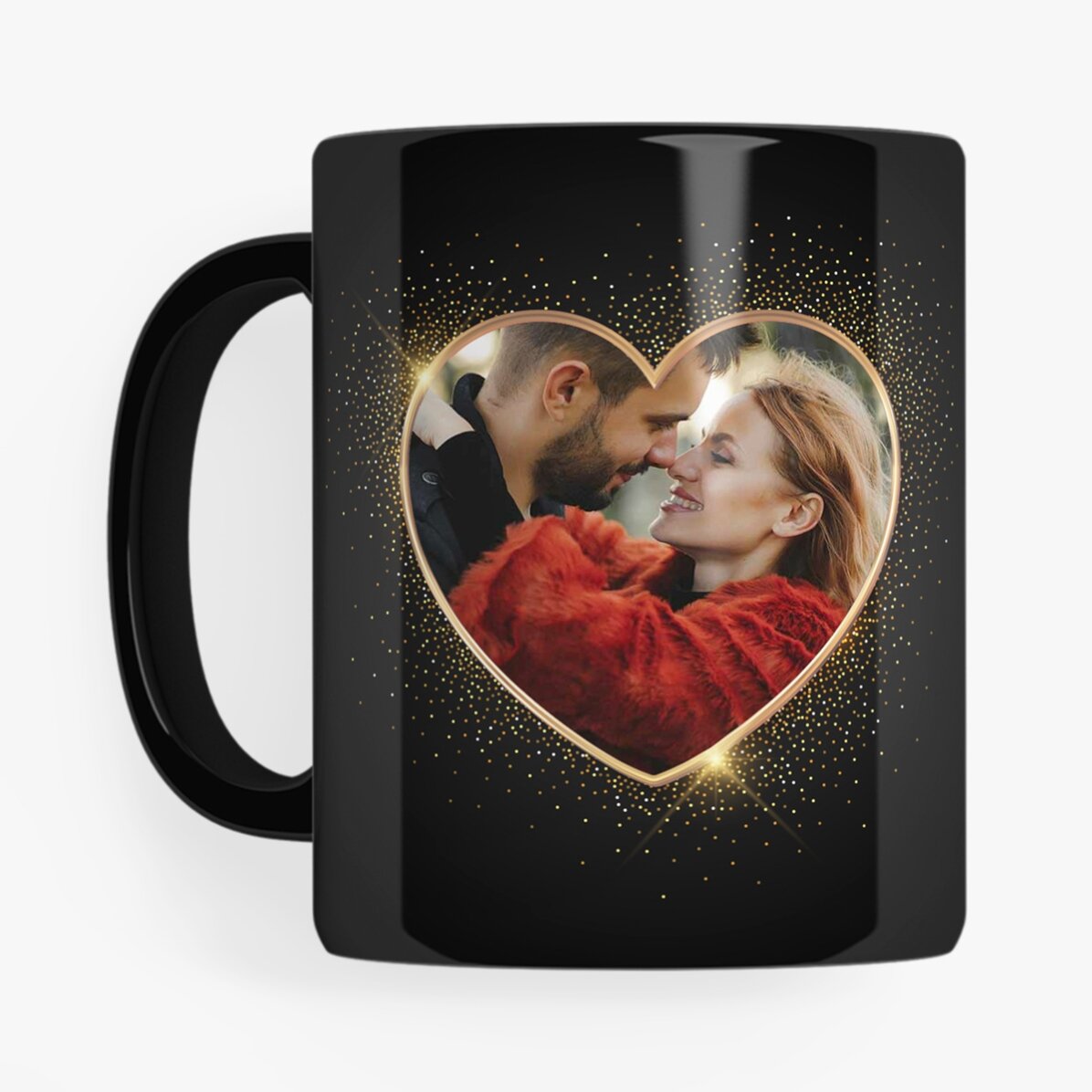 Tazza nera personalizzata con foto e testo - 2 anime