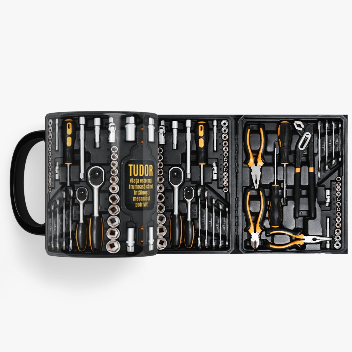 Tazza nera personalizzata con scritta per meccanico