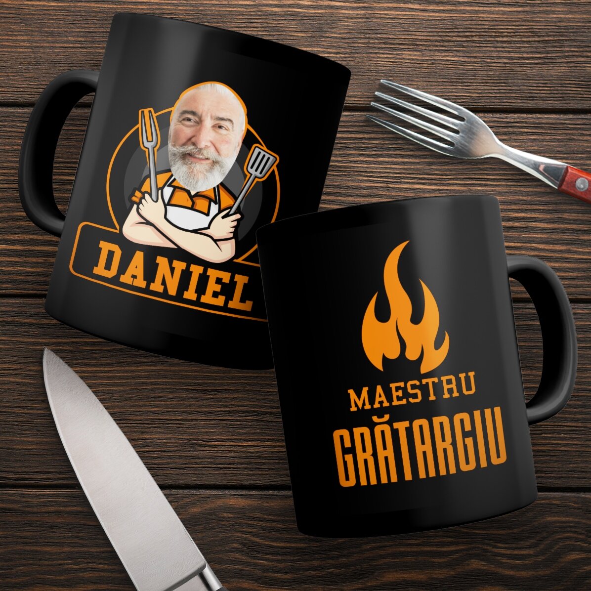Tazza nera personalizzata con scritta per gli appassionati di barbecue
