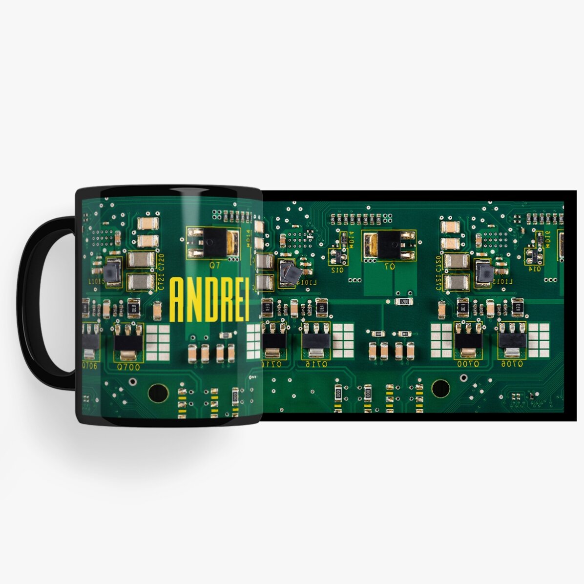 Tazza nera personalizzata con scritta per gli appassionati di elettronica - Motherboard