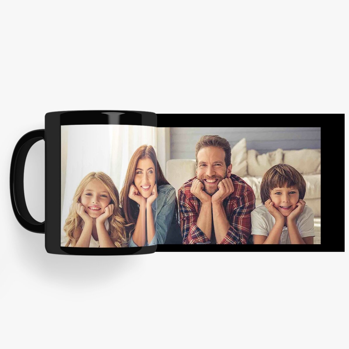 Tazza nera personalizzata con caricamento di una foto