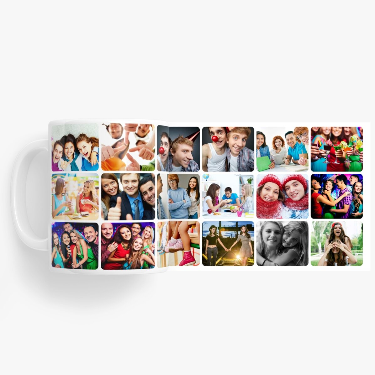 Tazza personalizzata con un collage di 18 foto