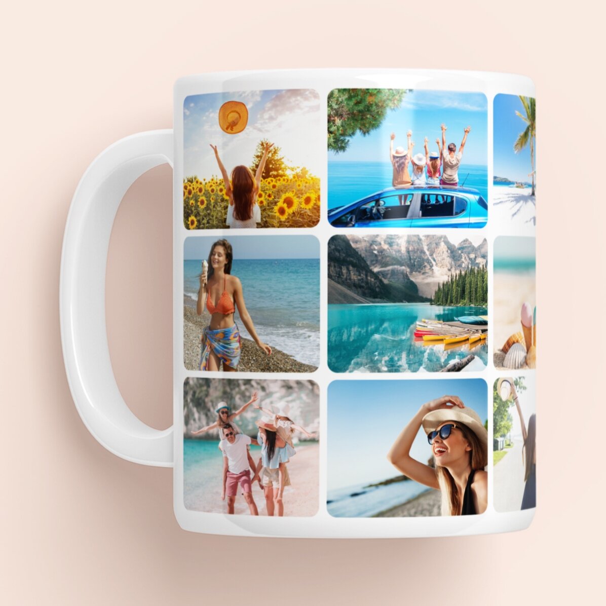 Tazza personalizzata con un collage di 18 foto