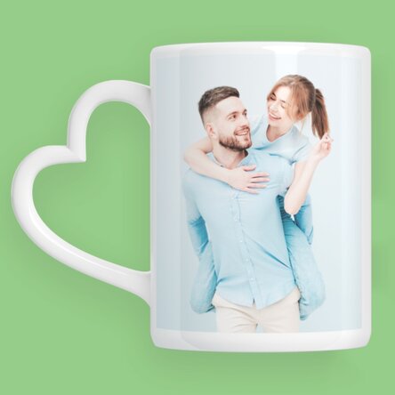 Tazza personalizzata con 2 foto - modello con manico a forma di cuore
