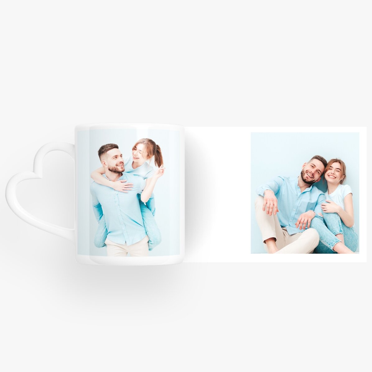 Tazza personalizzata con 2 foto - modello con manico a forma di cuore