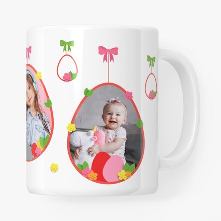 Tazza personalizzata con 2 foto e un testo - Buona Pasqua