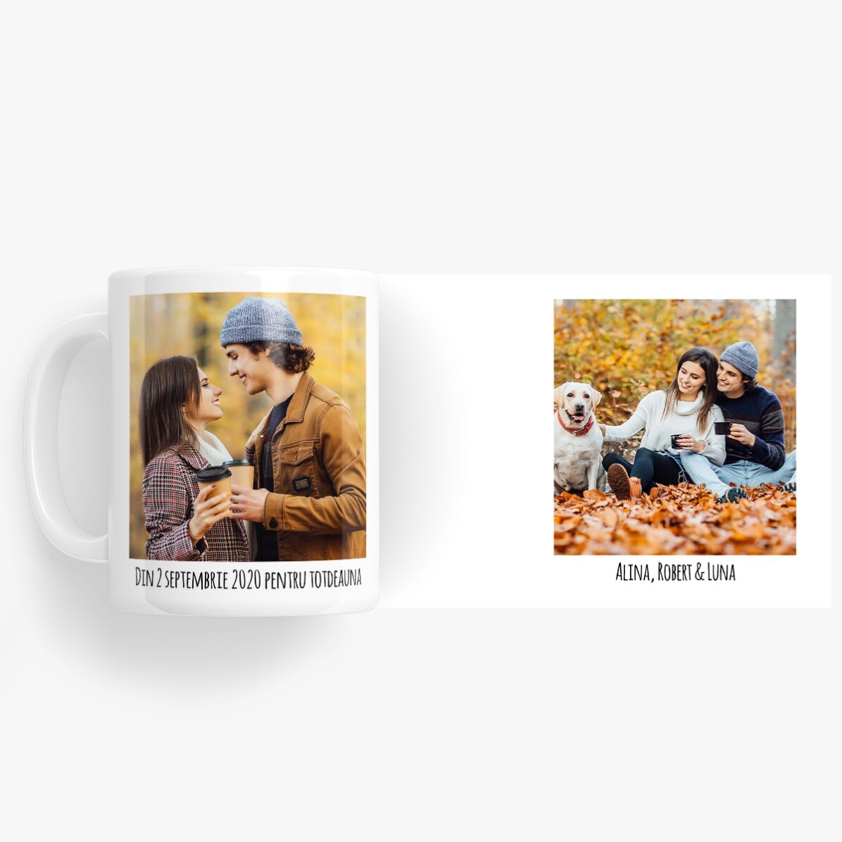 Tazza personalizzata con 2 foto e un testo
