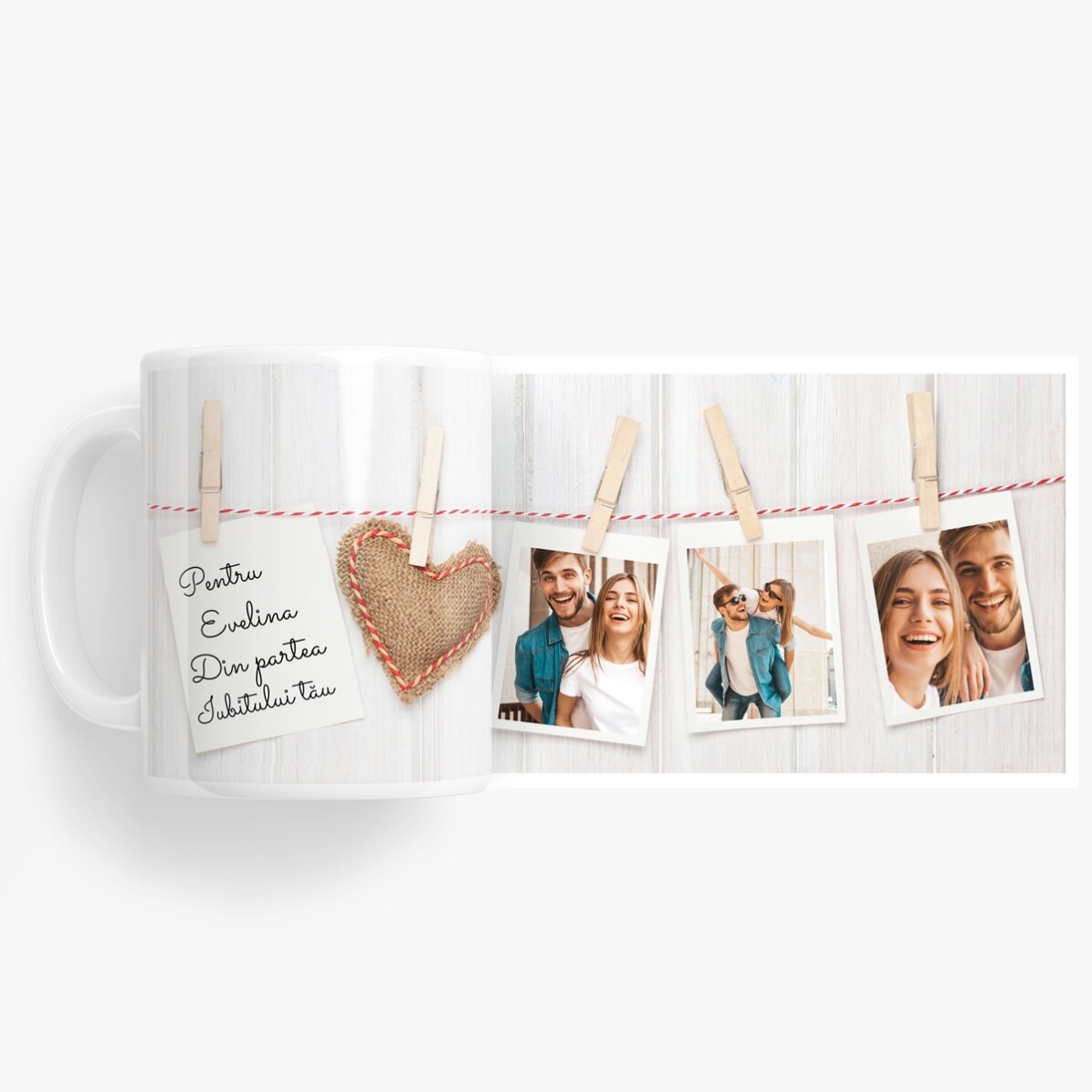 Tazza personalizzata con 3 foto in stile Polaroid