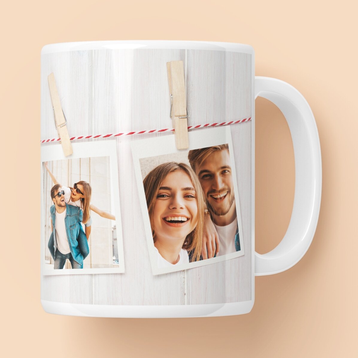 Tazza personalizzata con 3 foto in stile Polaroid