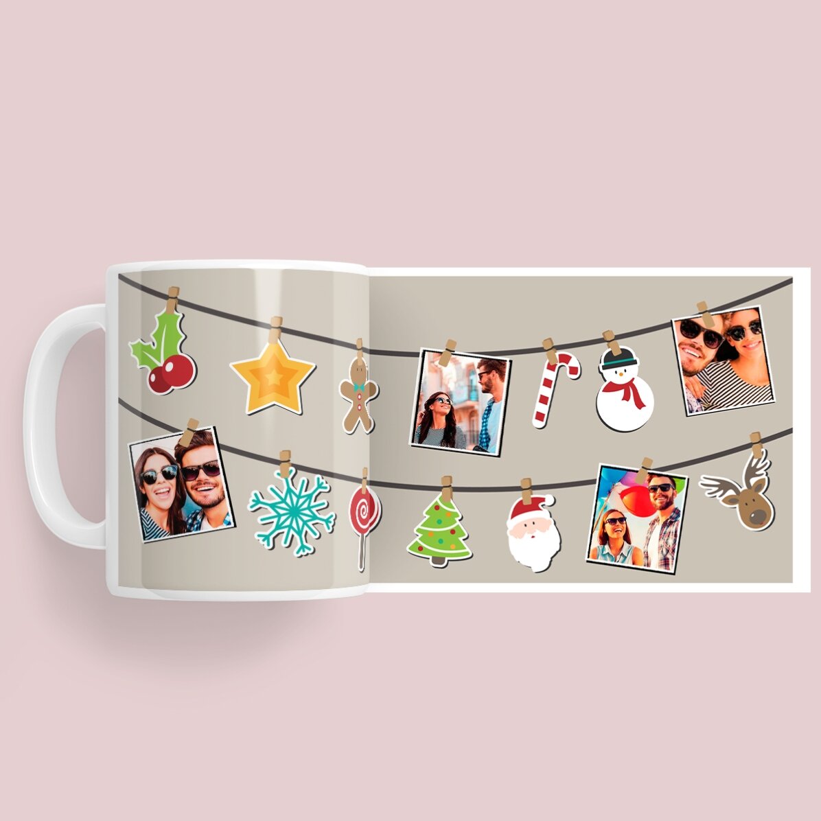 Tazza personalizzata con 4 foto - modello natalizio