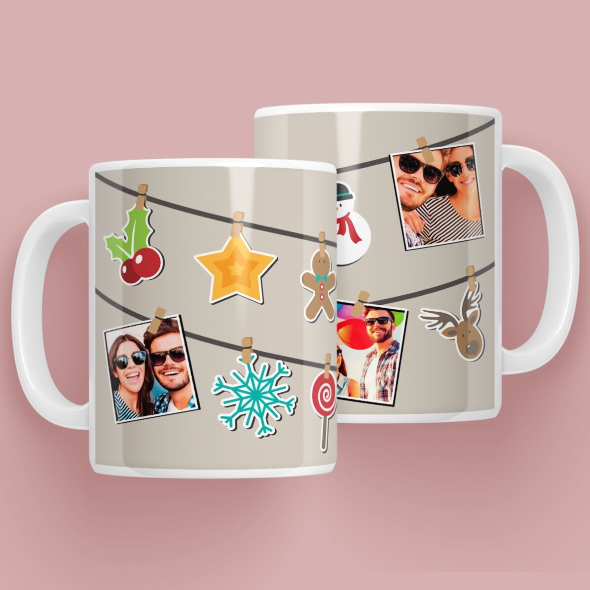 Tazza personalizzata con 4 foto - modello natalizio