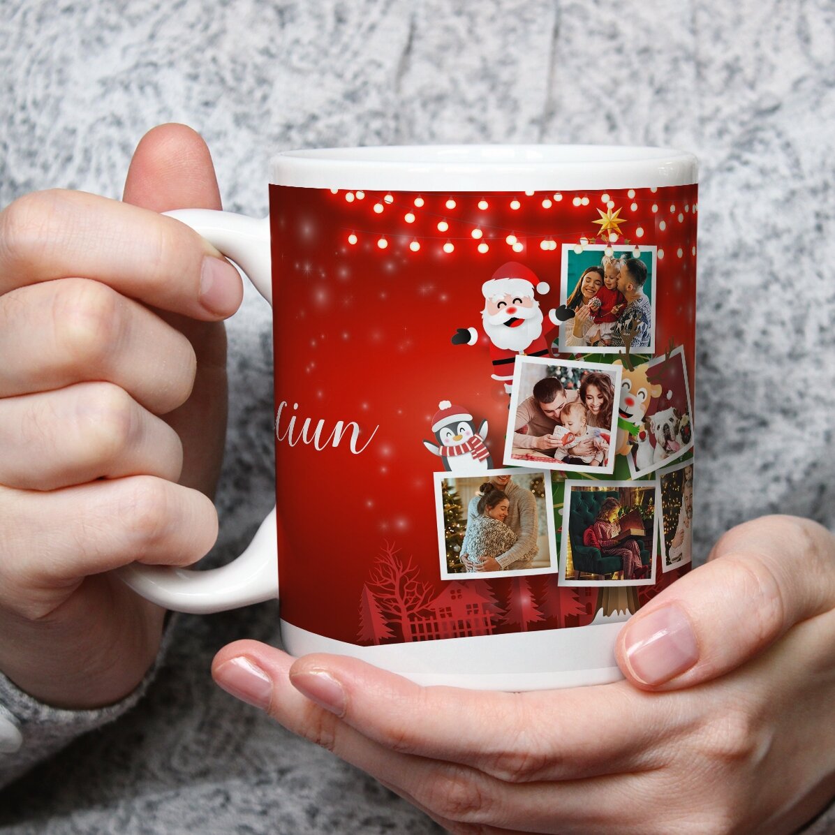 Tazza personalizzata con 5 foto - Gli amici di Babbo Natale