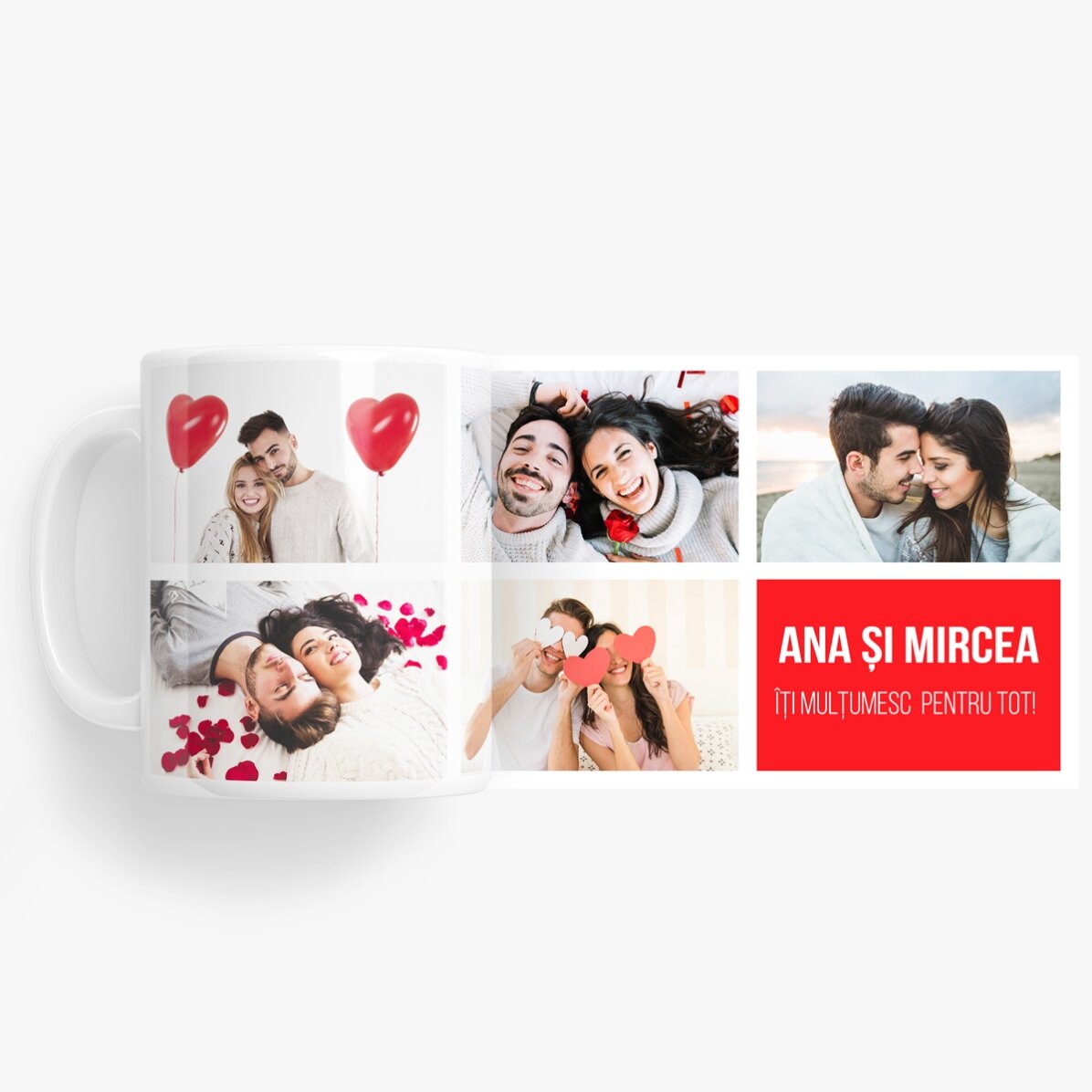 Tazza personalizzata con 5 foto e testo