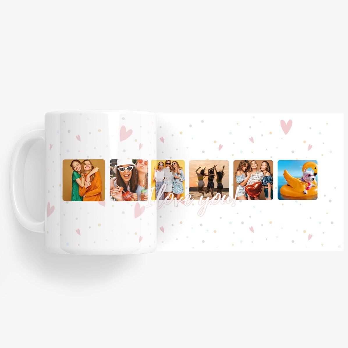 Tazza personalizzata con 6 foto quadrate e la scritta “I love You” - Celebrate love