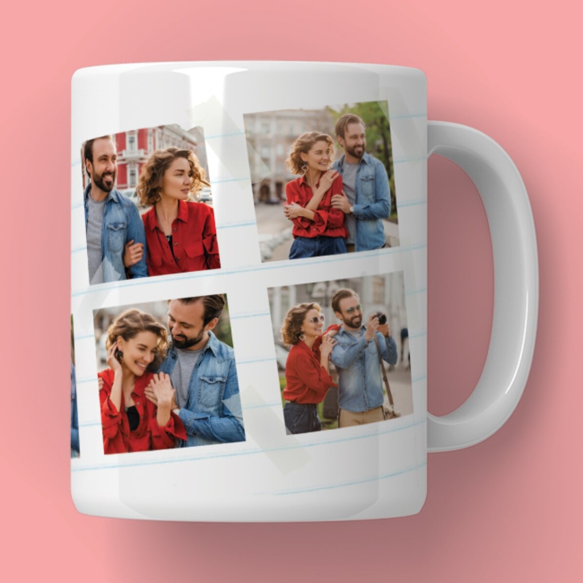 Tazza personalizzata con 6 foto e testo classico