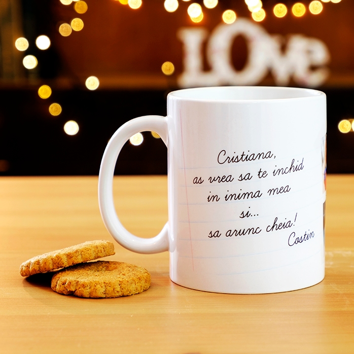 Tazza personalizzata con 6 foto e testo classico