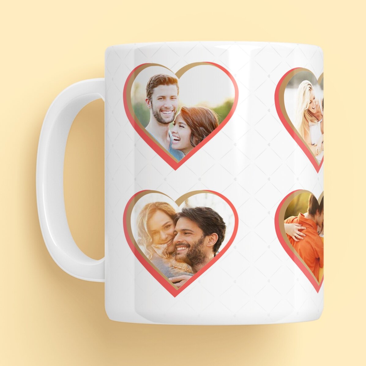 Tazza personalizzata con 8 foto a forma di cuore