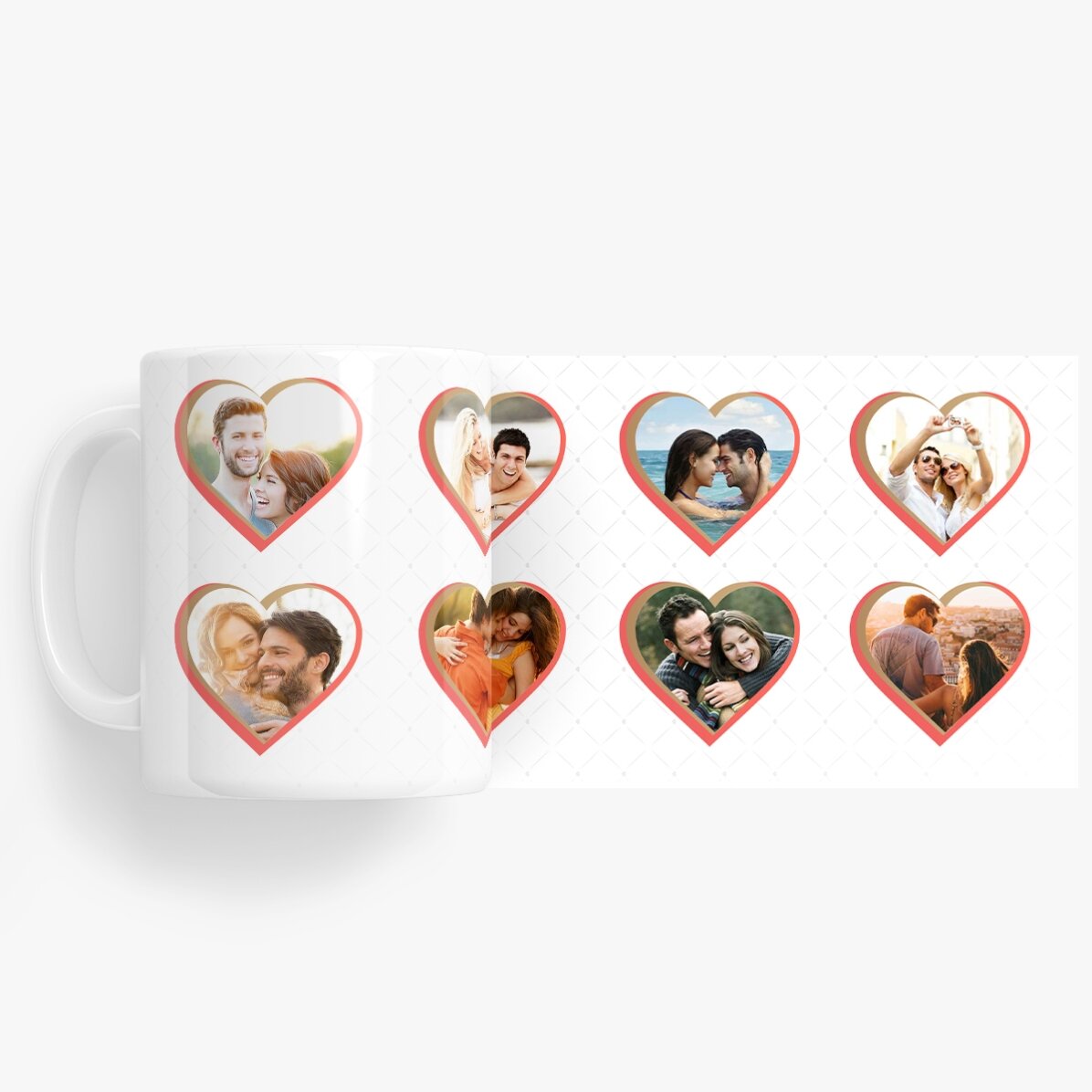 Tazza personalizzata con 8 foto a forma di cuore