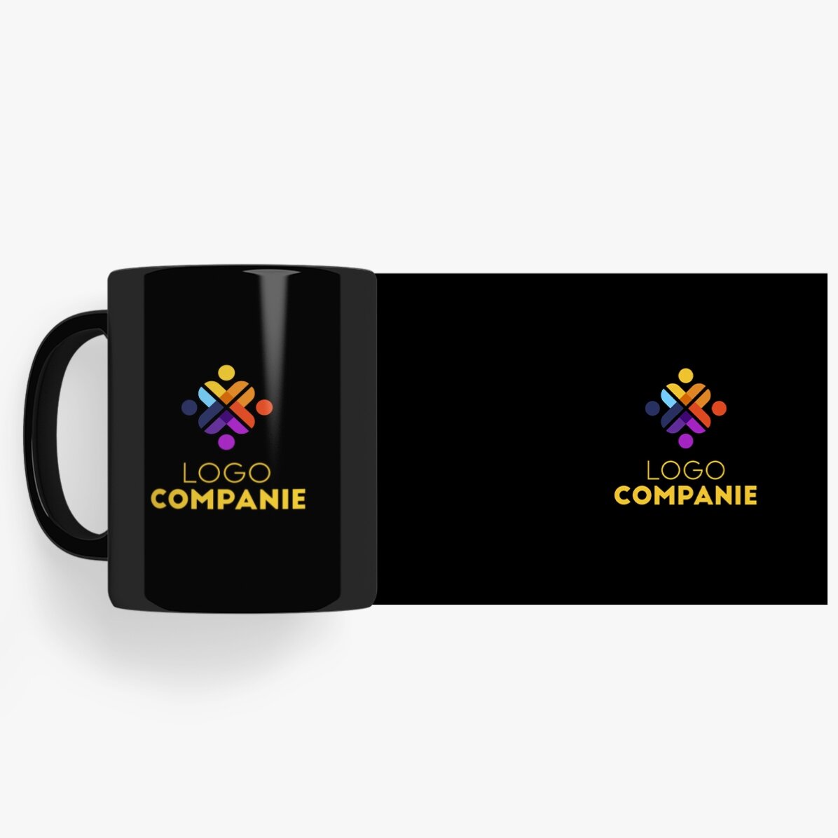 Tazza personalizzata con logo su entrambi i lati - sfondo nero