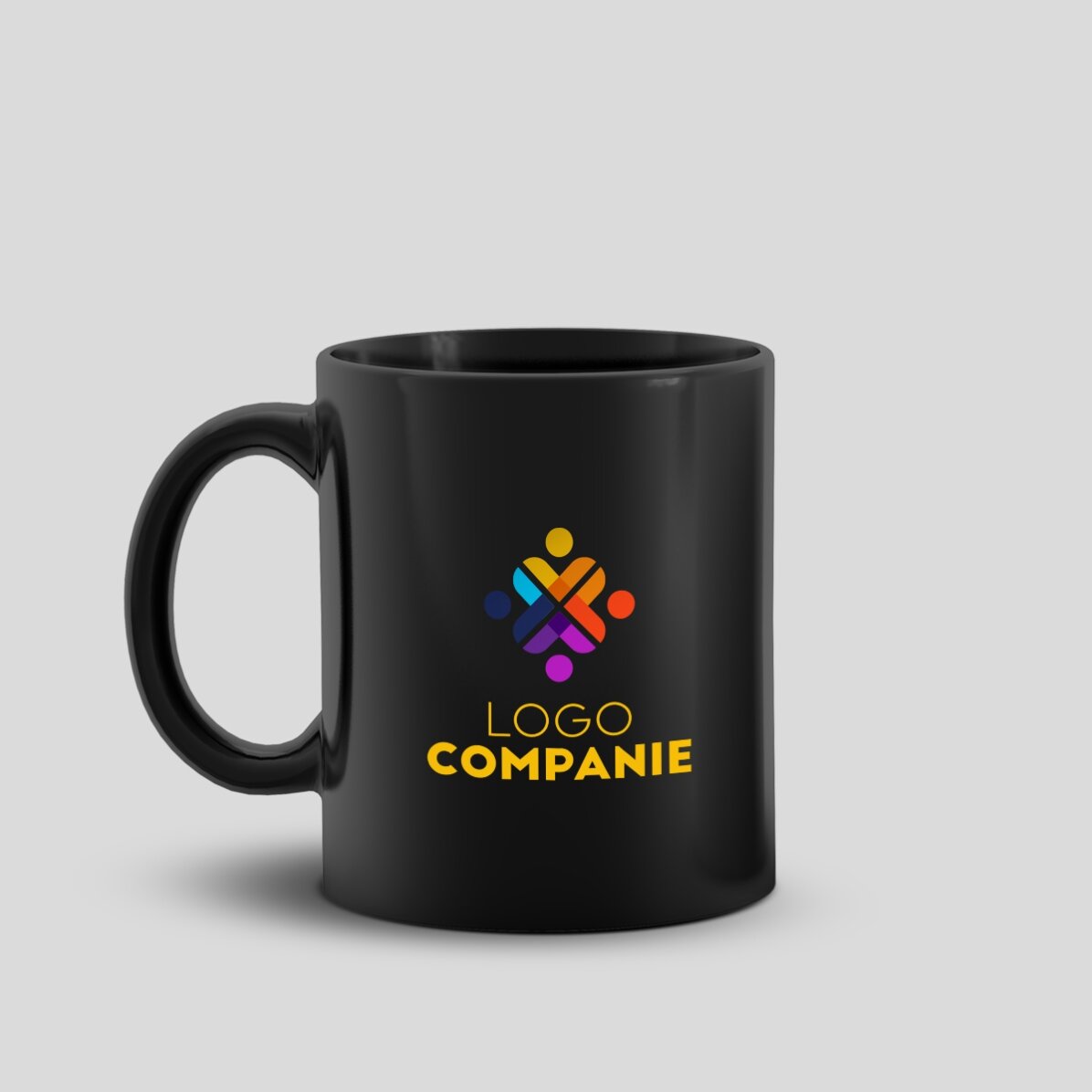 Tazza personalizzata con logo su entrambi i lati - sfondo nero