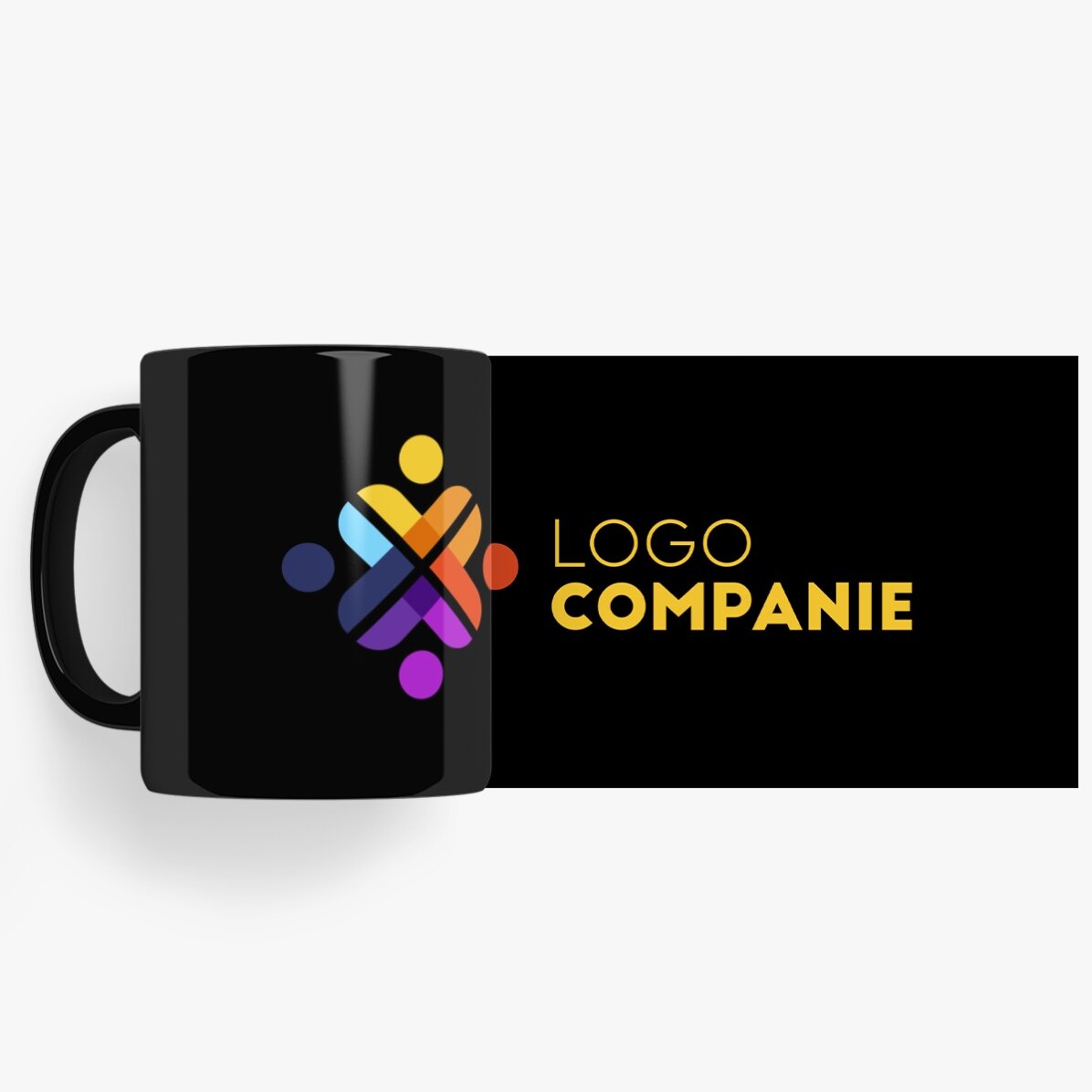 Tazza personalizzata con logo su sfondo nero