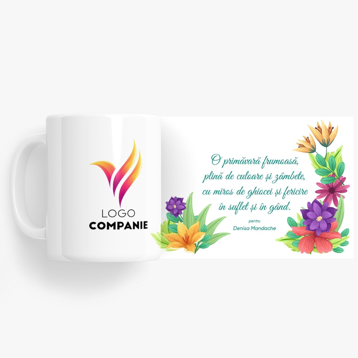 Tazza personalizzata con logo e testo - Fiori di primavera