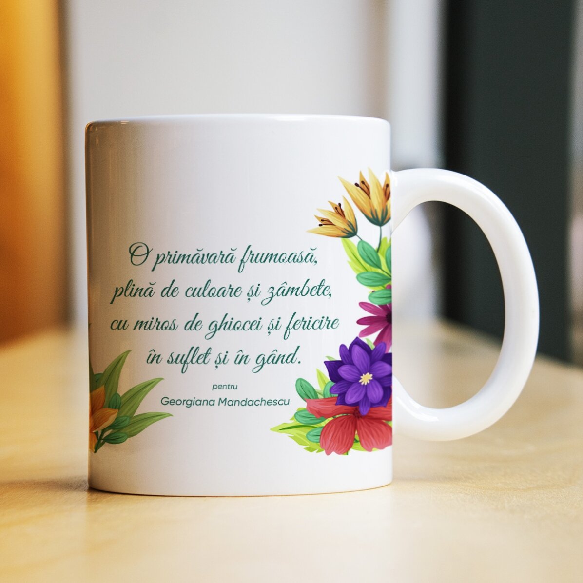 Tazza personalizzata con logo e testo - Fiori di primavera