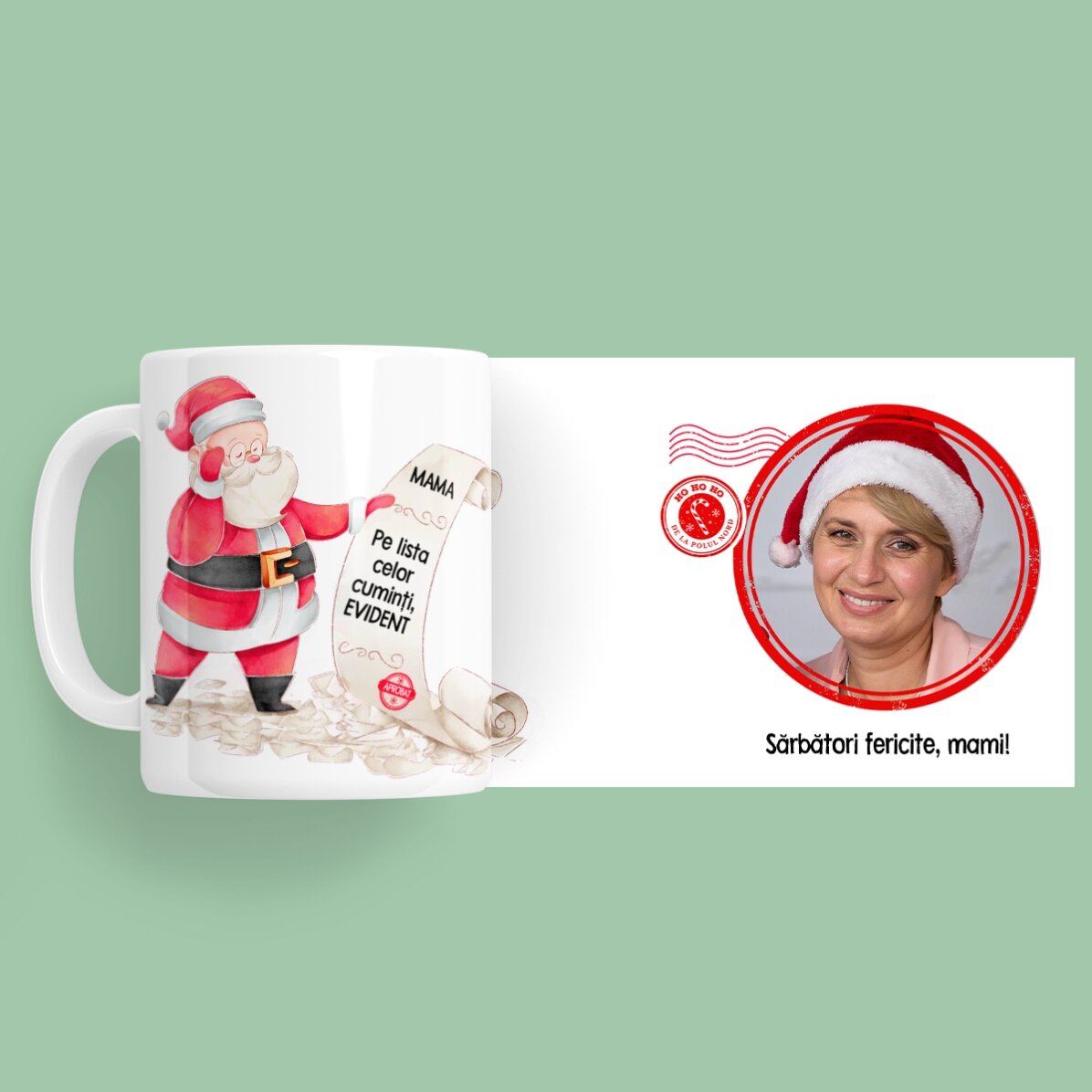 Tazza personalizzata con messaggio e foto - Lista di Babbo Natale