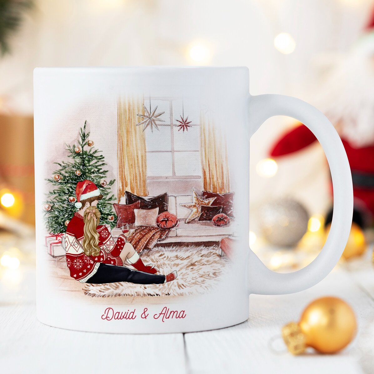 Tazza personalizzata con nome e messaggio per coppie - Il nostro meraviglioso Natale