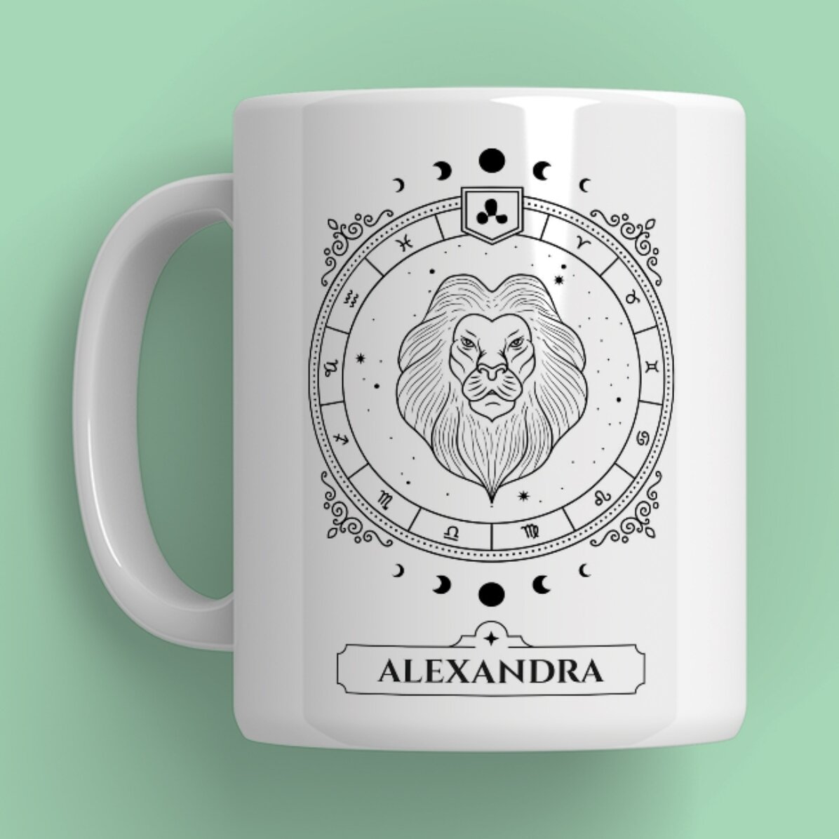 Tazza personalizzata con nome e segno zodiacale - Leone