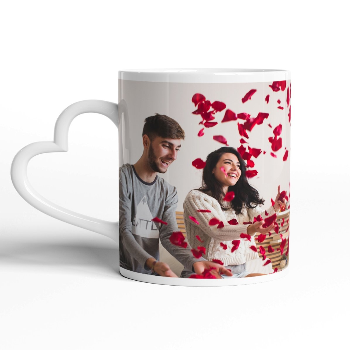 Tazza personalizzata con una foto in formato orizzontale - modello con manico a forma di cuore