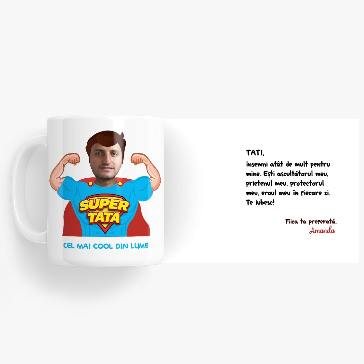 Tazza personalizzata con foto e messaggio - Papà, il mio eroe