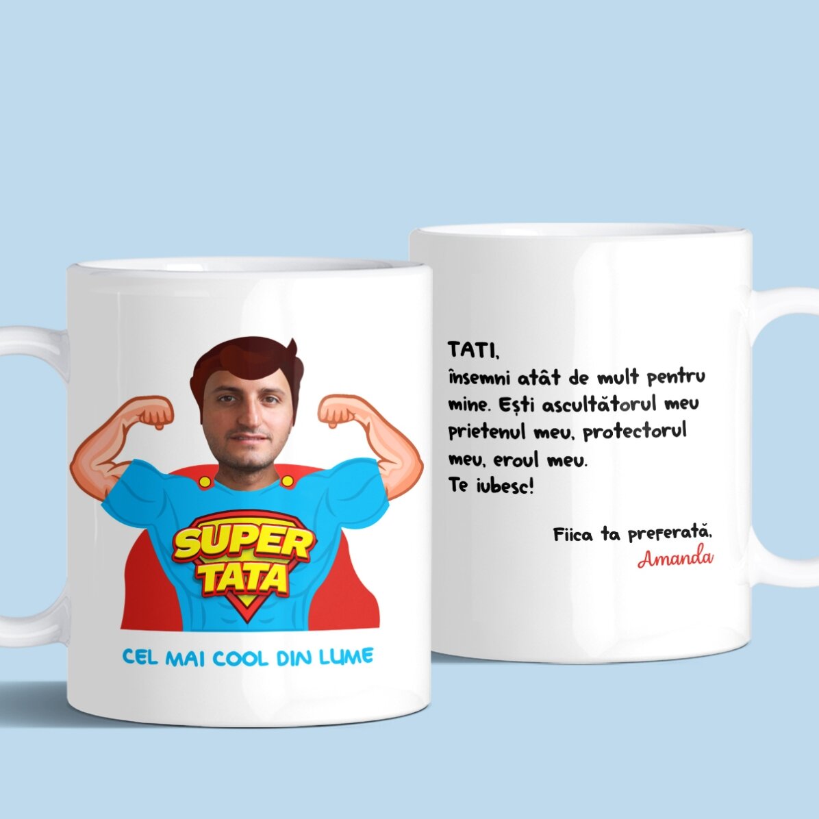 Tazza personalizzata con foto e messaggio - Papà, il mio eroe