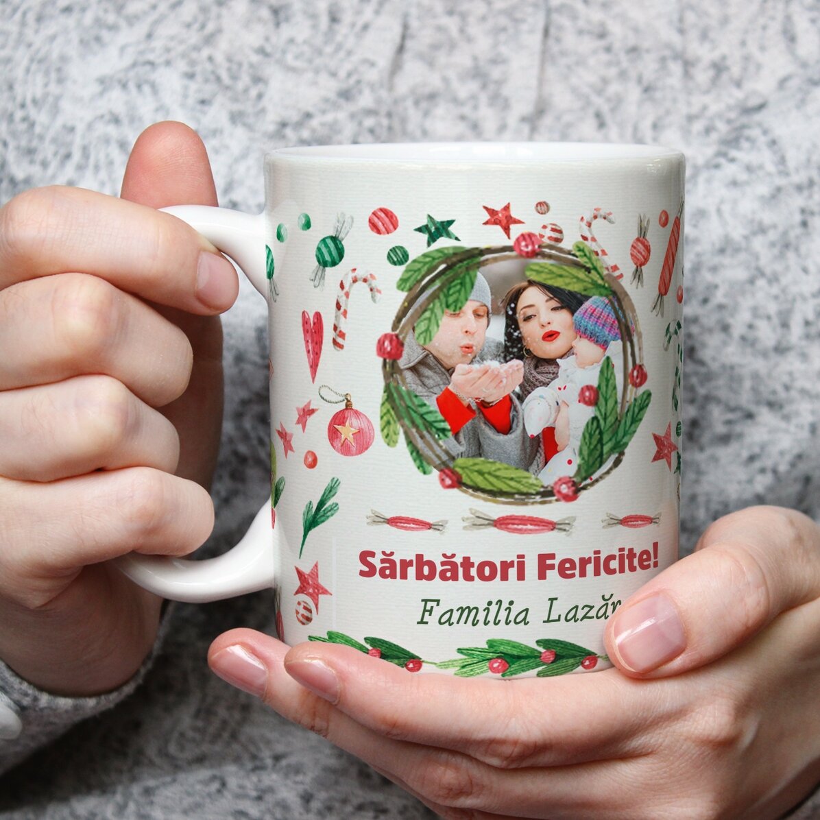 Tazza personalizzata con foto e testo - modello natalizio