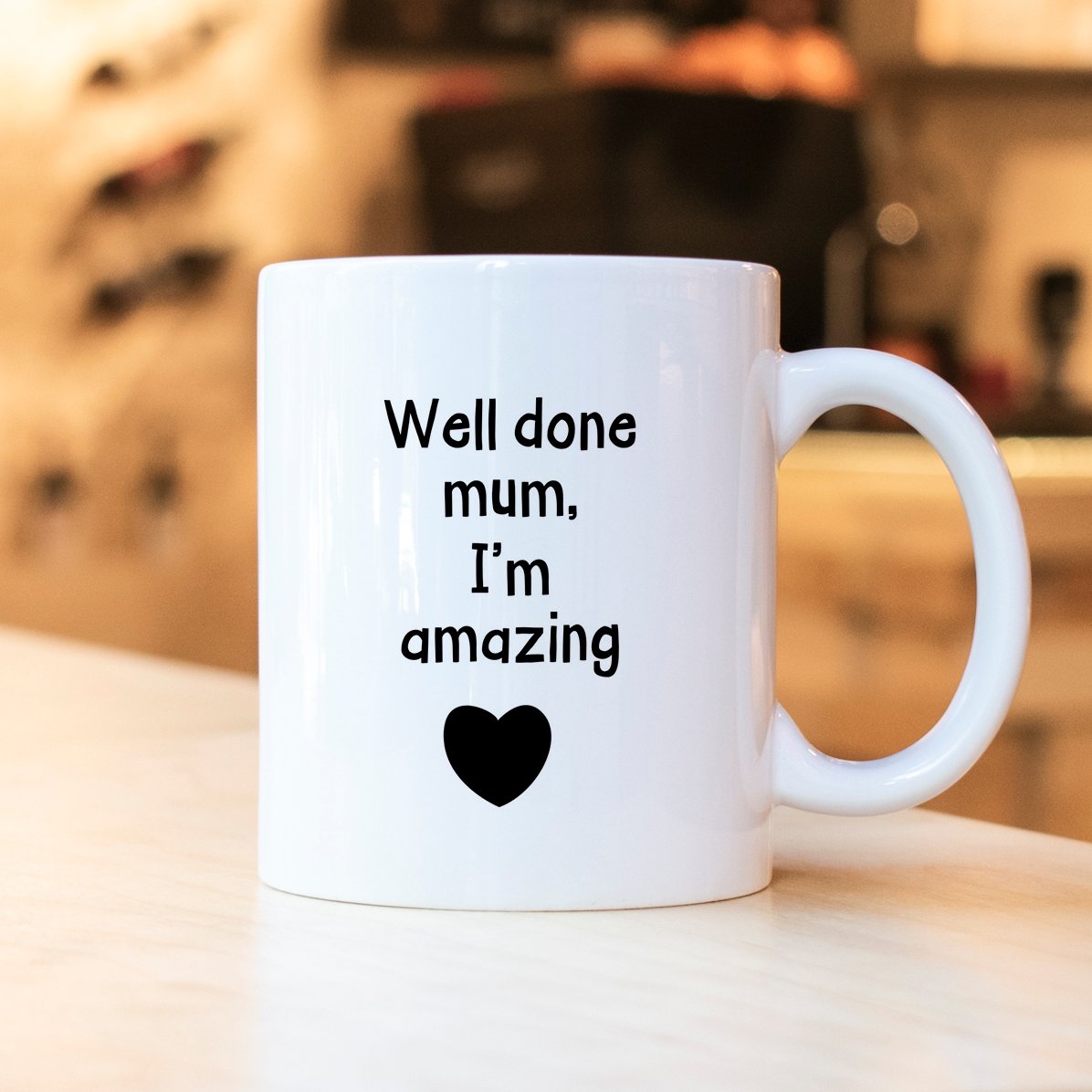 Tazza personalizzata con foto e testo - "Well done mum"