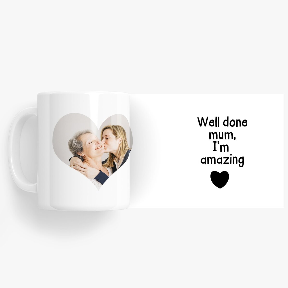Tazza personalizzata con foto e testo - "Well done mum"