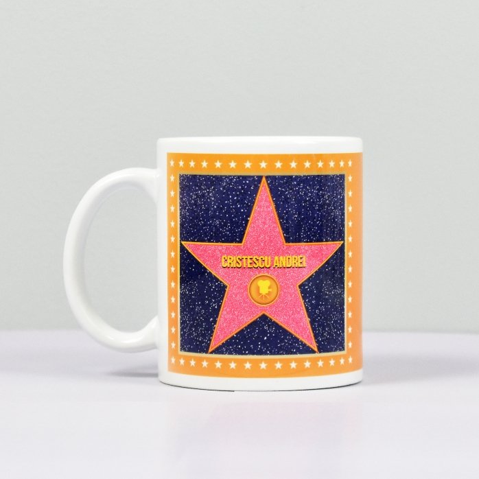 Tazza personalizzata con una foto - Stella della Gratitudine, sfondo arancione