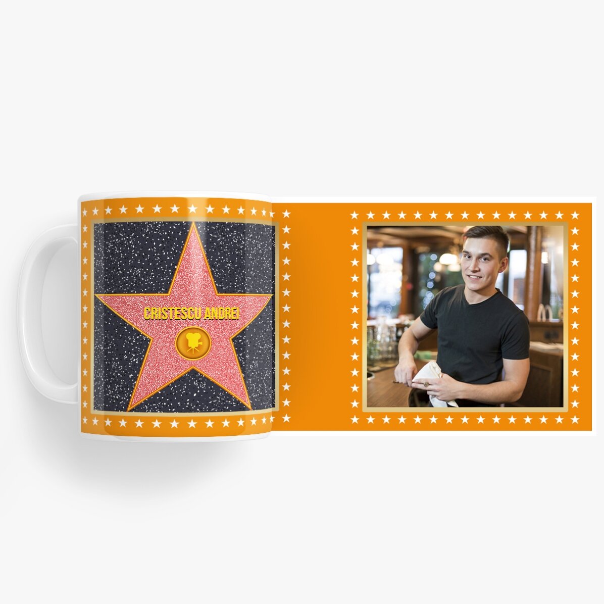 Tazza personalizzata con una foto - Stella della Gratitudine, sfondo arancione