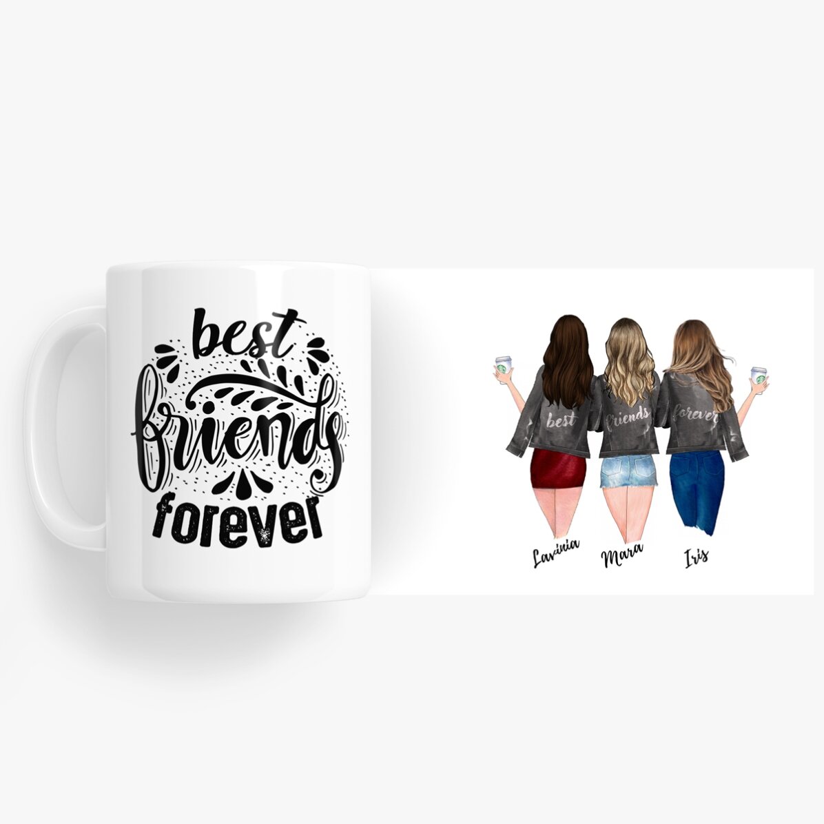 Tazza personalizzata con scritta - 3 migliori amici