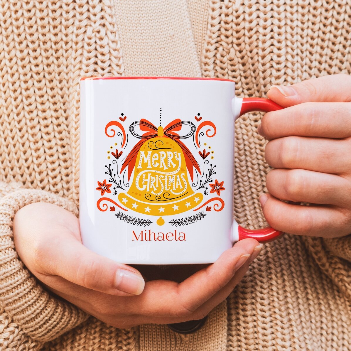 Tazza personalizzata con scritta - Campanella "Merry Christmas"