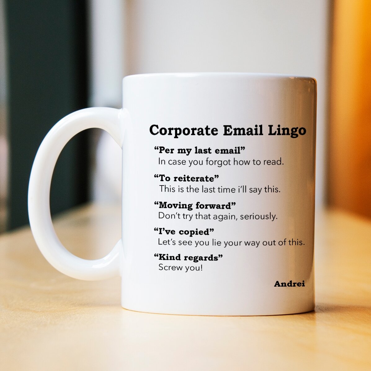 Tazza personalizzata con testo - Indirizzo e-mail aziendale